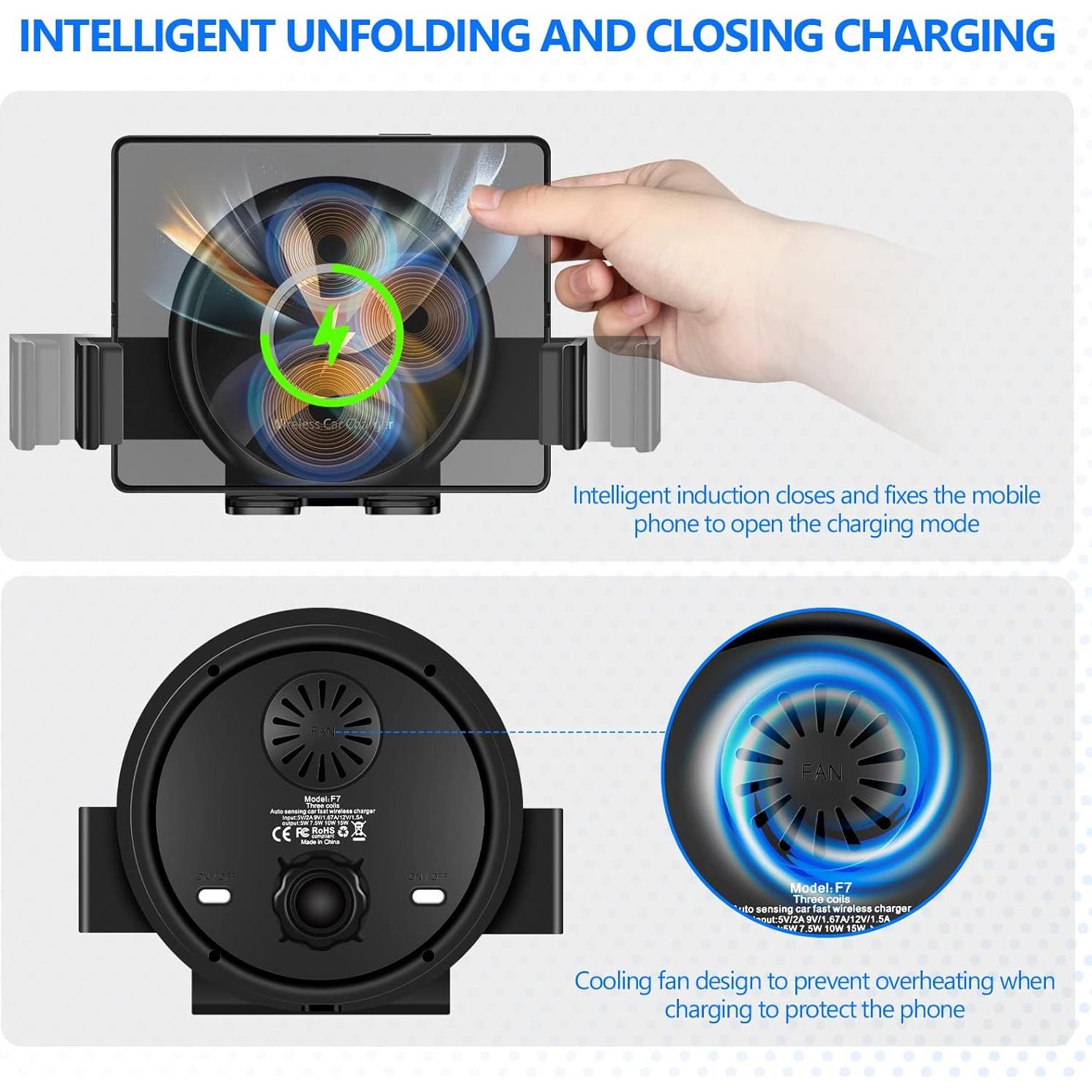 Cargador Inalámbrico para Auto HULYVIC 20W con Ventilador