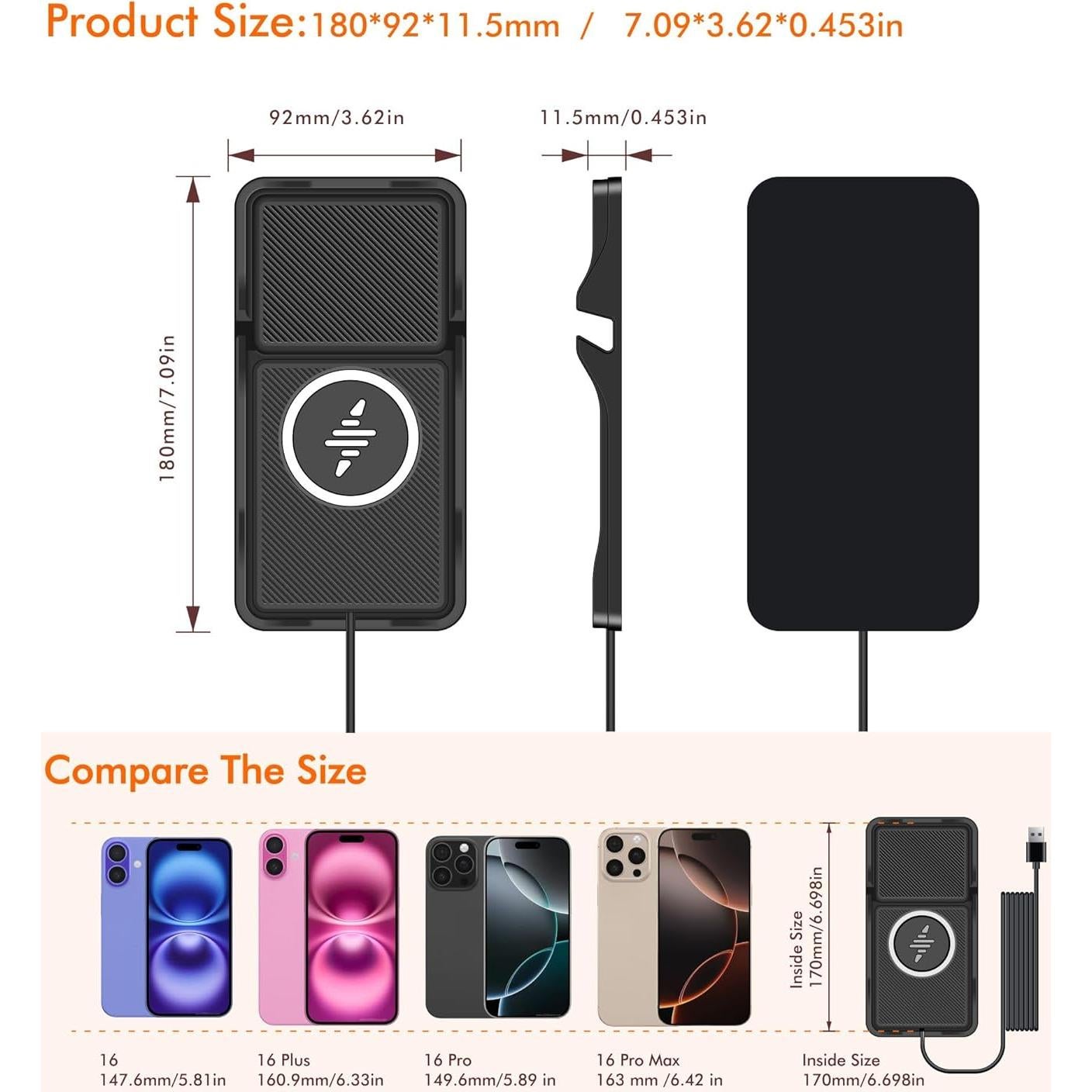 Base de Carga Inalámbrica para Auto LANSEMKU 15W Soporte Qi