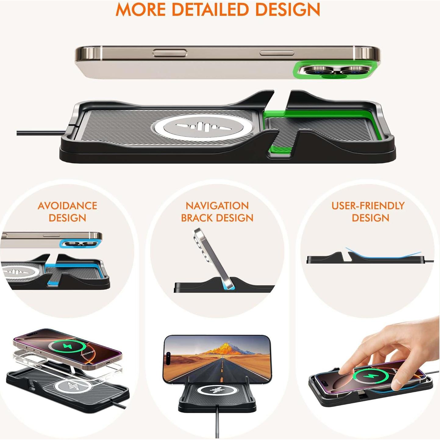 Base de Carga Inalámbrica para Auto LANSEMKU 15W Soporte Qi