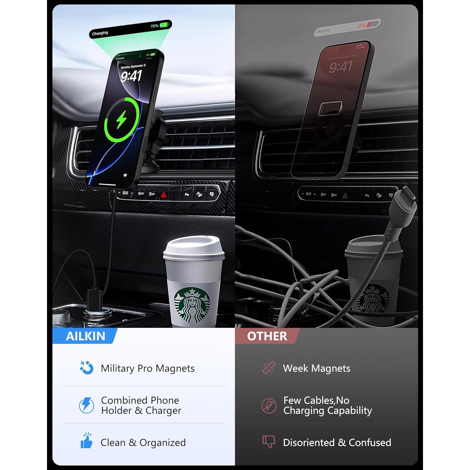 Cargador Inalámbrico para Auto Samsung Galaxy S25 15W