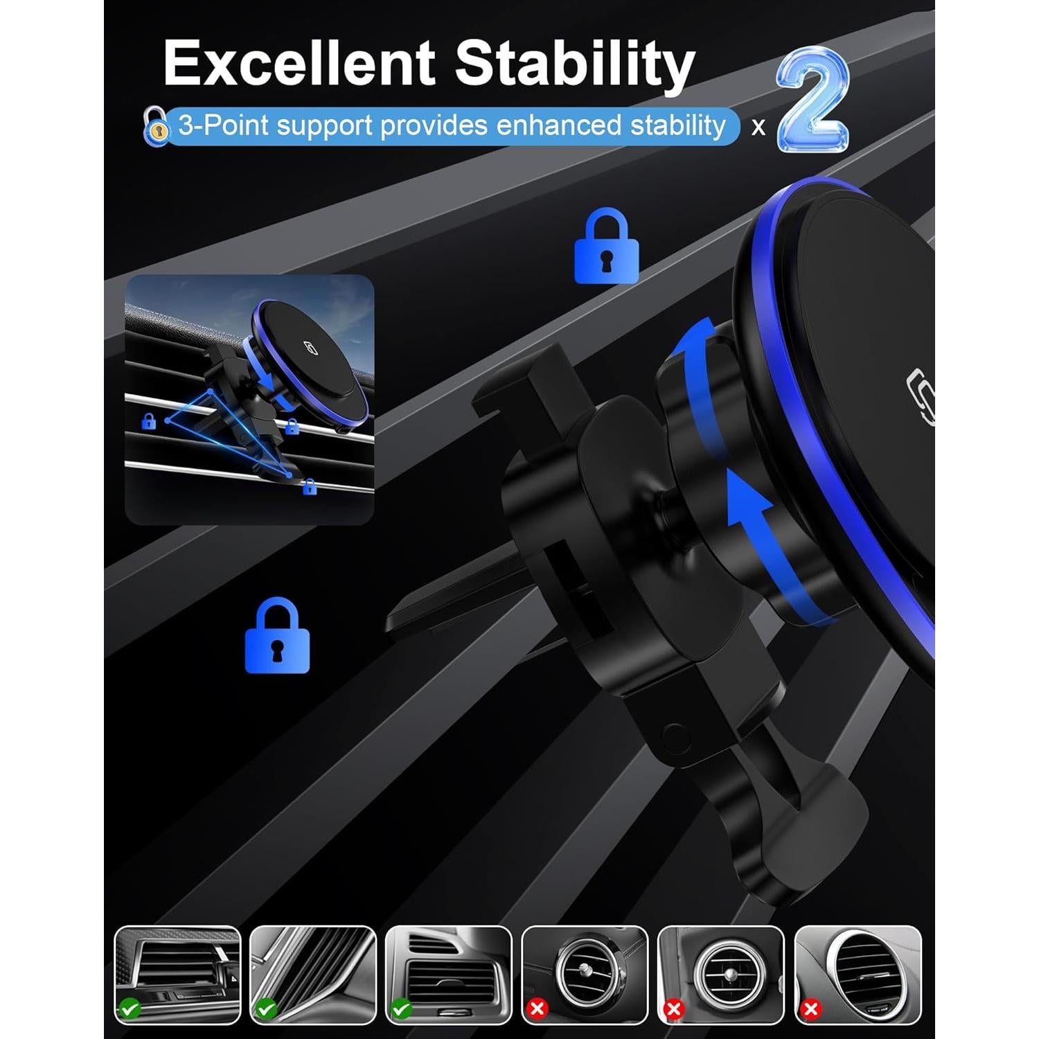 Cargador Inalámbrico para Auto Samsung Galaxy S25 15W