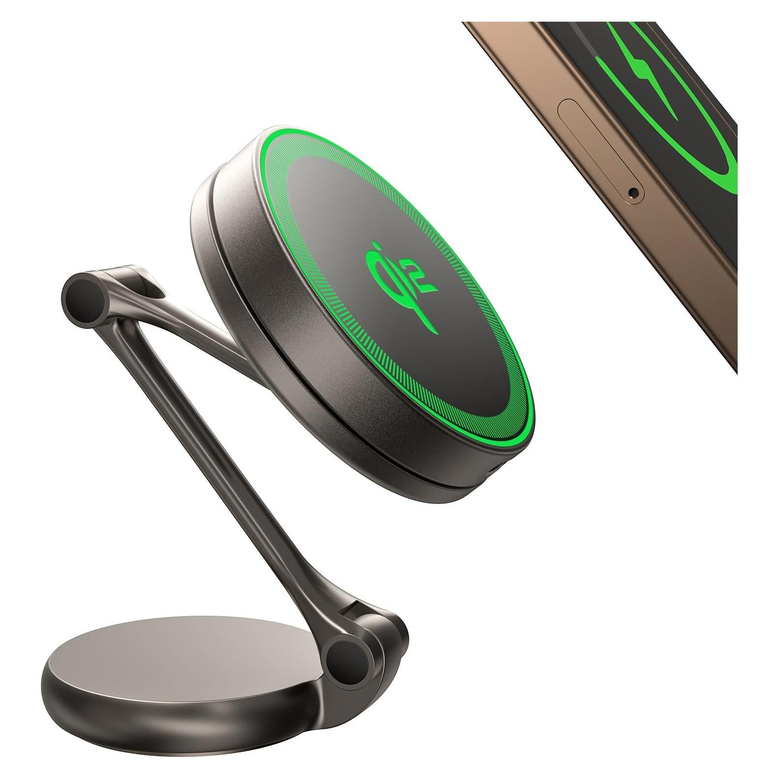 Soporte de Coche Magnético THREEKEY con Cargador Inalámbrico 15W