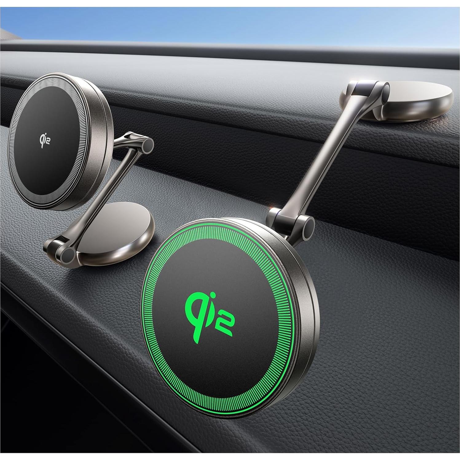 Soporte de Coche Magnético THREEKEY con Cargador Inalámbrico 15W