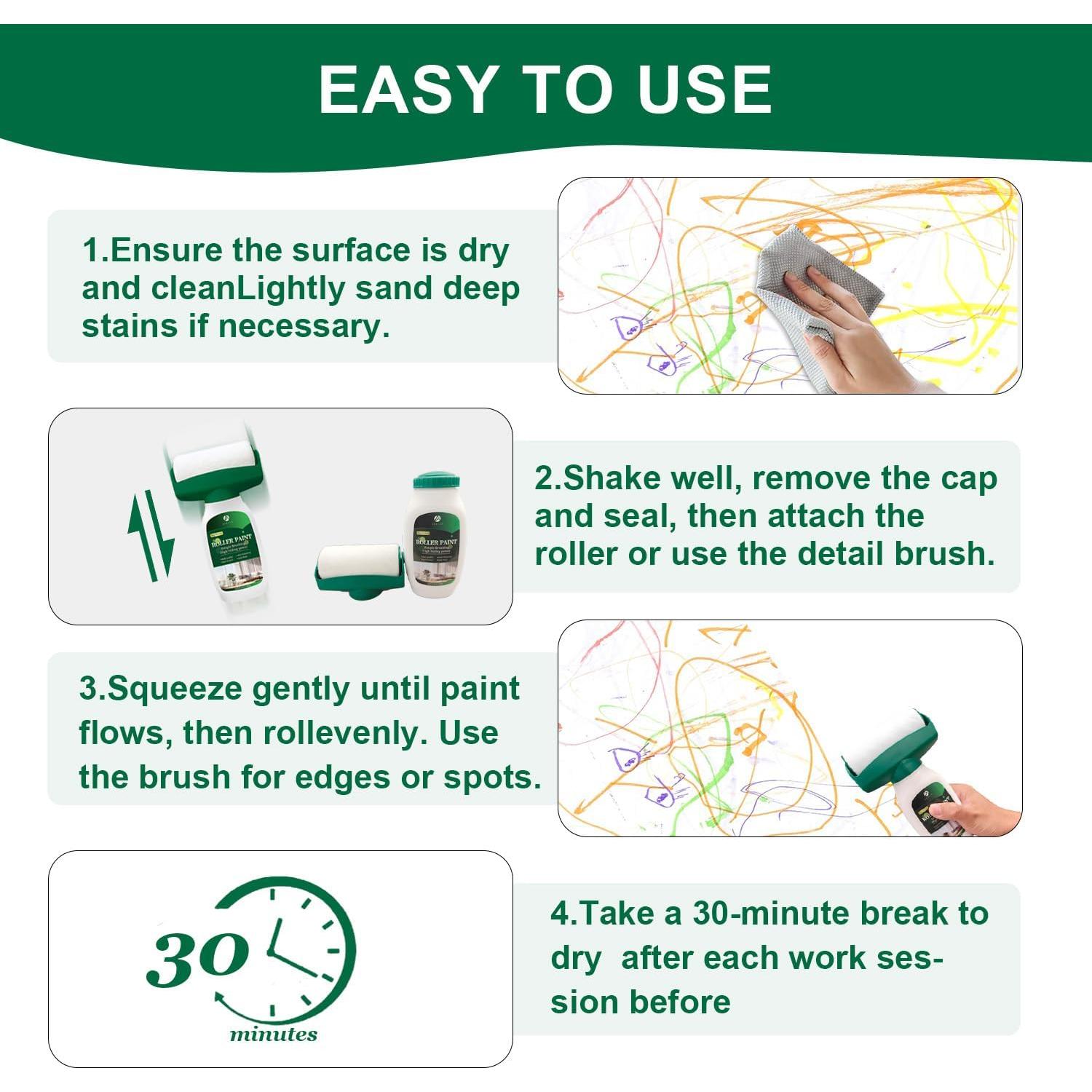 Pintura Blanca para Pared Anirun 500g con Rodillo - Rápido