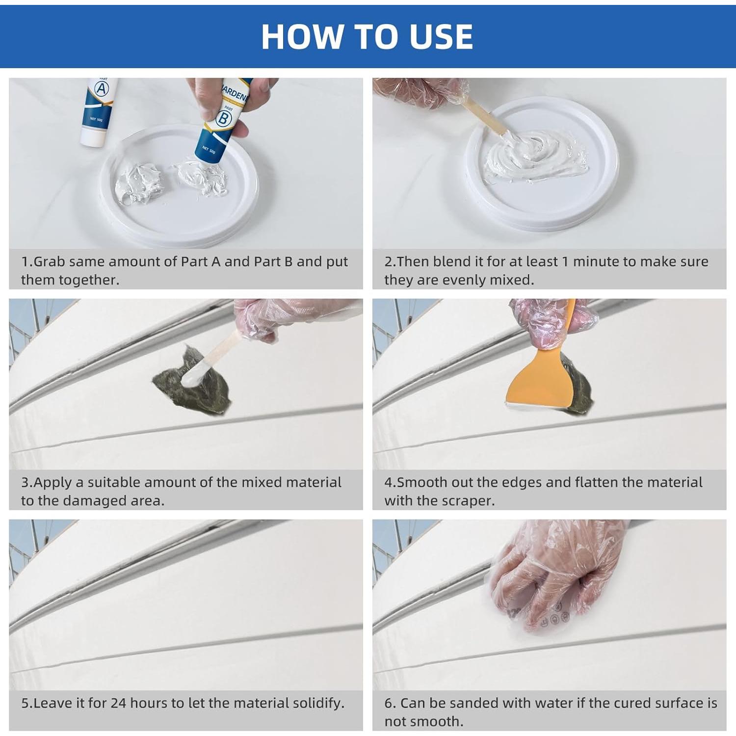 Kit de Reparación de Fibra de Vidrio Marino FENFANDAS 0.16kg