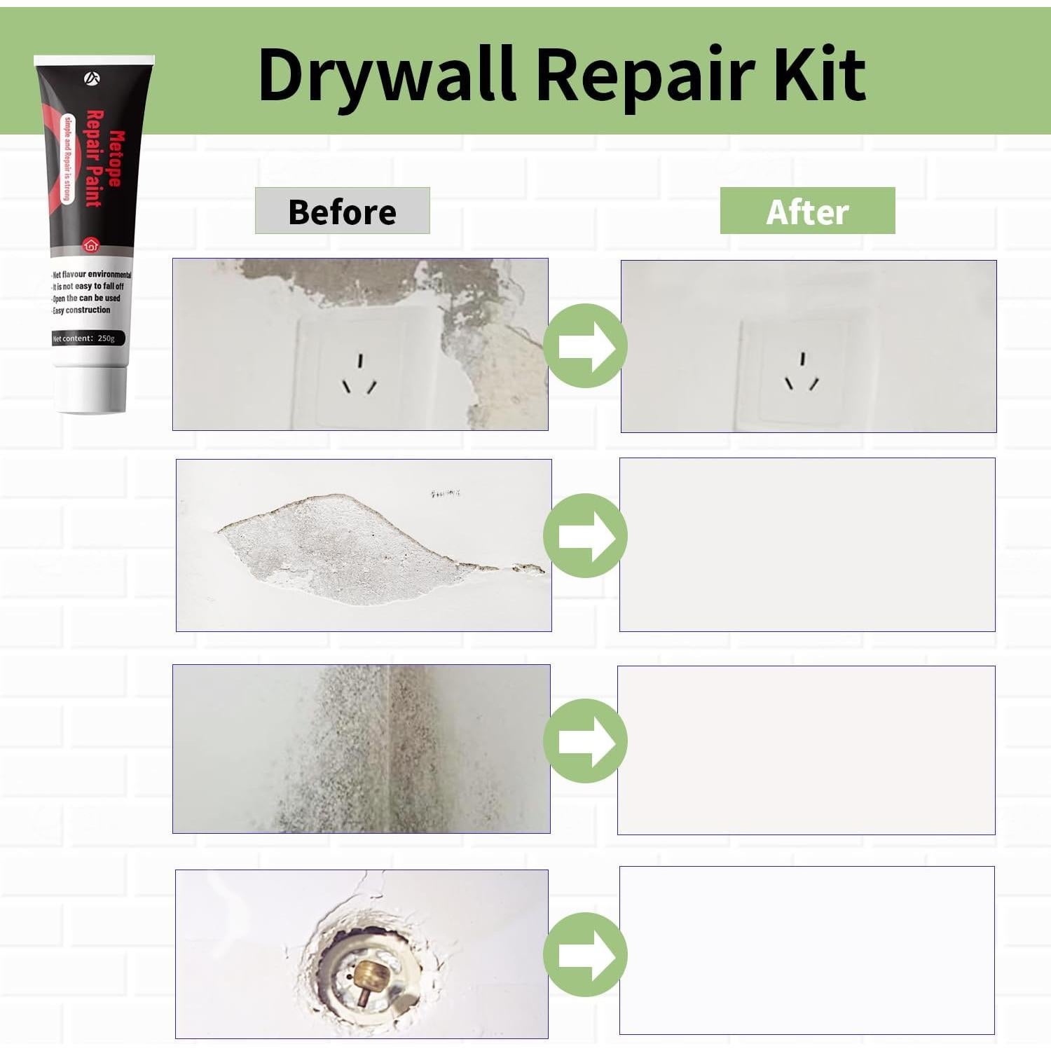 Kit de Reparación de Pared AUOMLVH 2 Pcs 350g Blanca