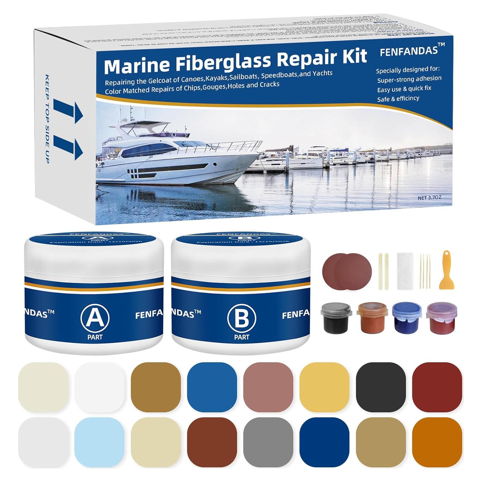 Kit de Reparación de Fibra de Vidrio Marino FENFANDAS 0.22kg