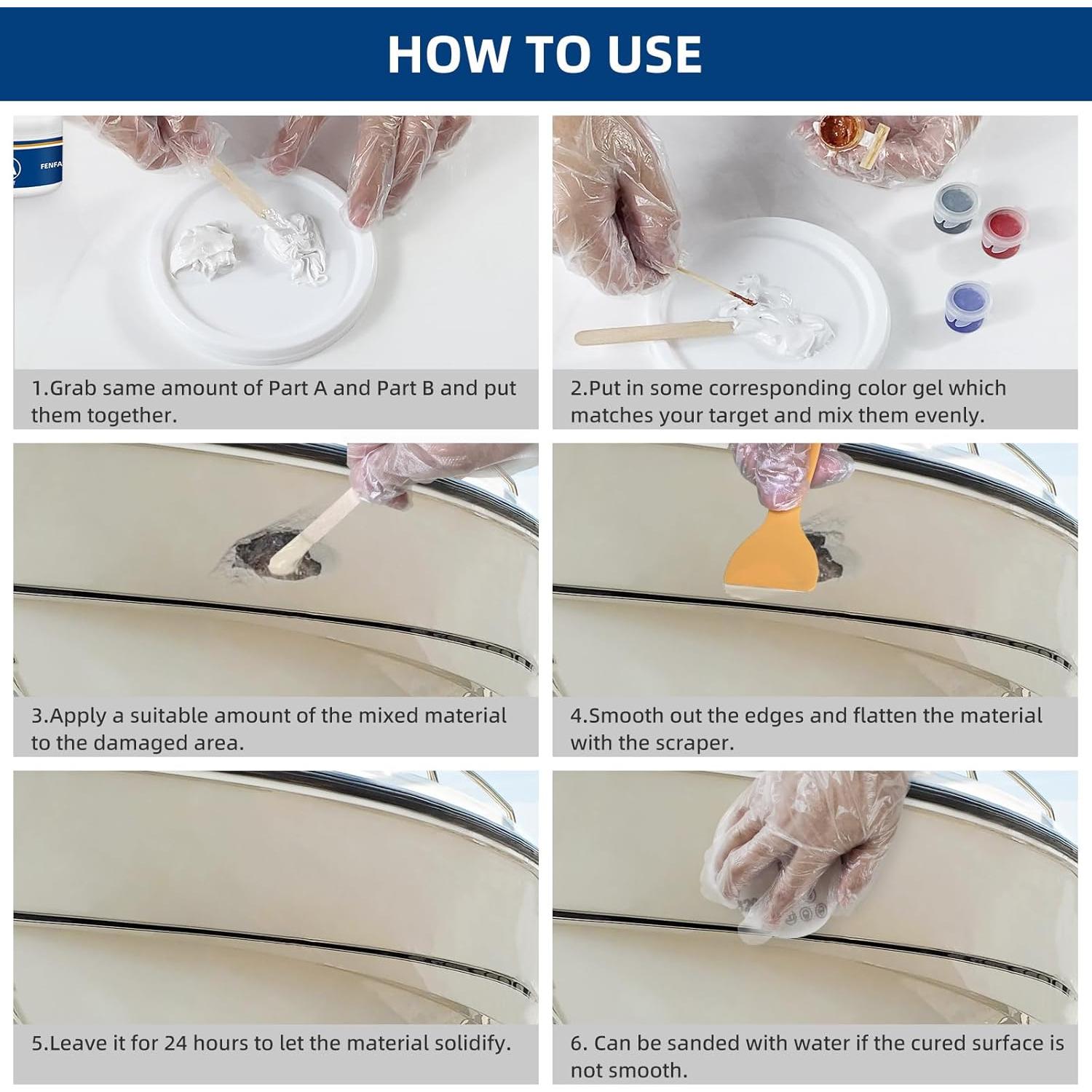 Kit de Reparación de Fibra de Vidrio Marino FENFANDAS 0.22kg