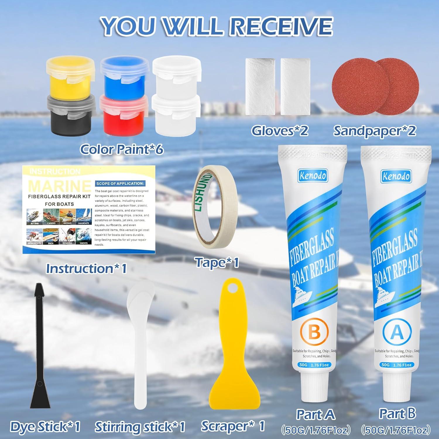 Kit de Reparación de Gel Coat VerdeVilla FRKB-002 100g