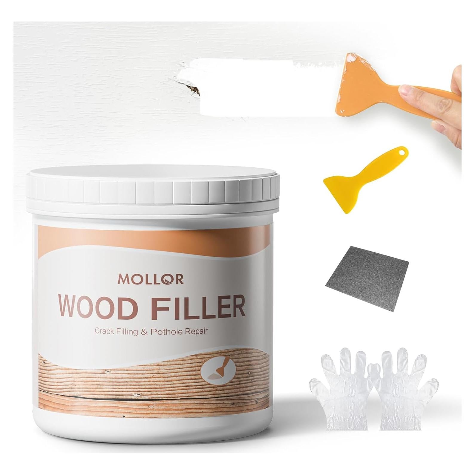 Masilla para Madera Mollor 32oz Kit Reparación Muebles