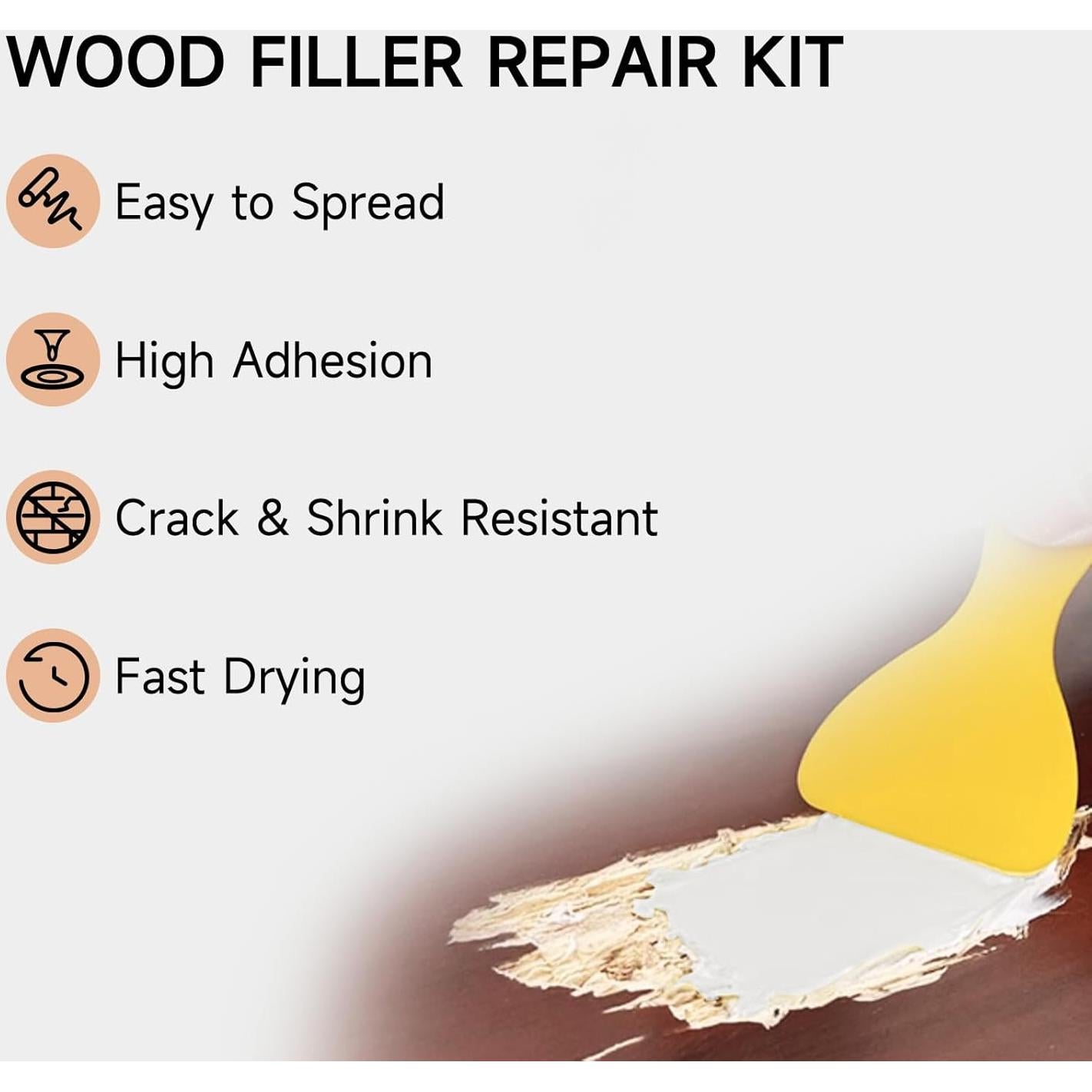 Masilla para Madera Mollor 32oz Kit Reparación Muebles