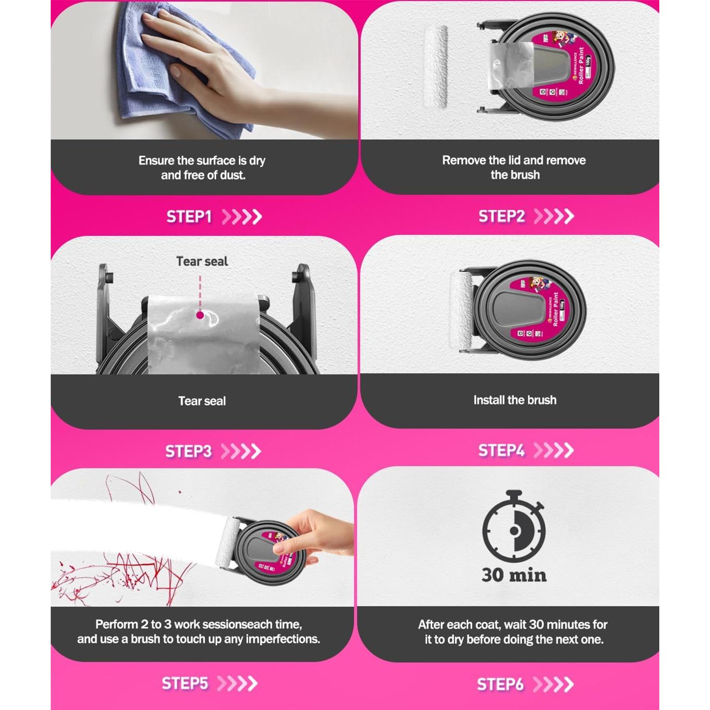 Pintura Blanca para Paredes NEWALLENCE 158g con Rodillo 2-en-1