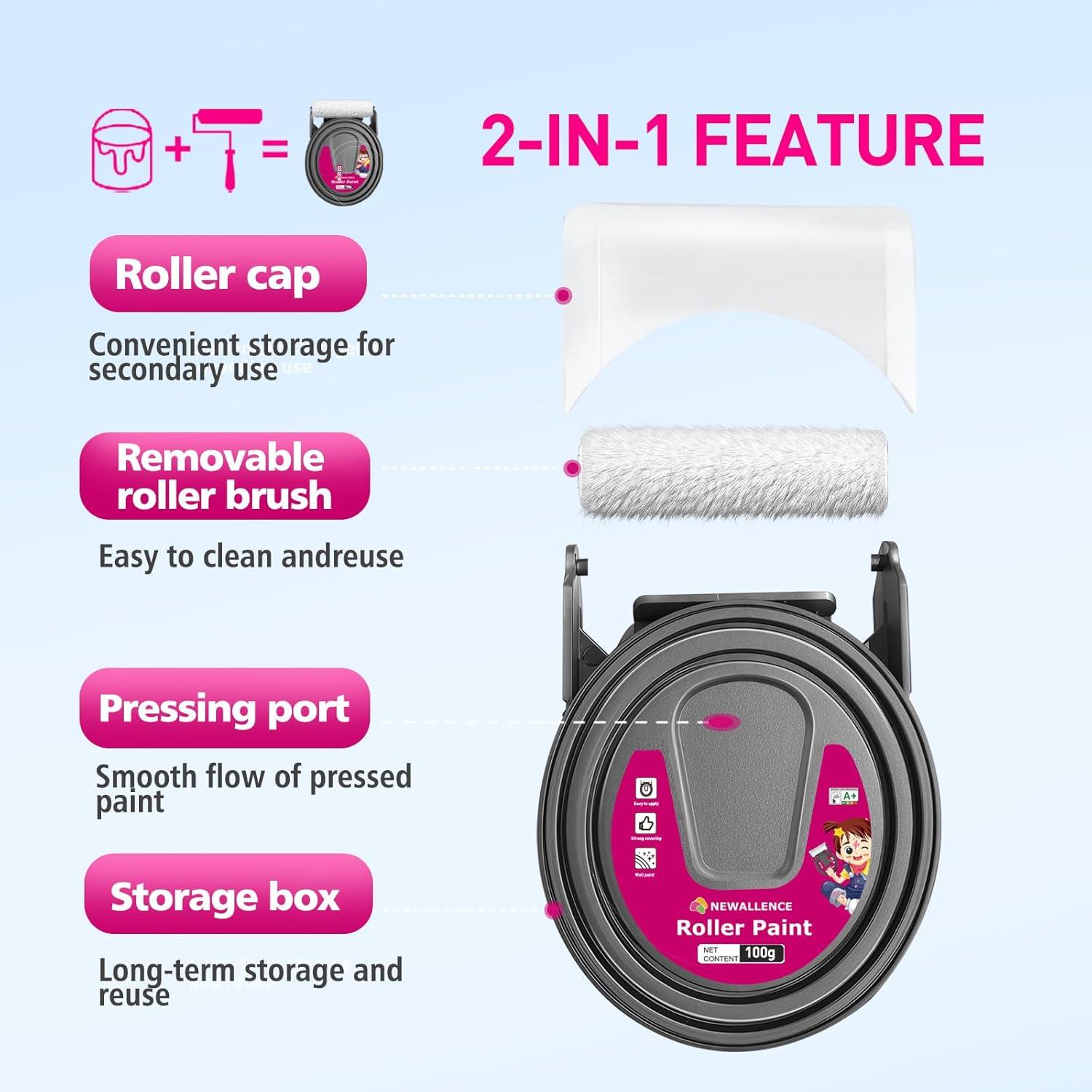 Pintura Blanca para Paredes NEWALLENCE 3.52 Oz 2-en-1 con Rodillo