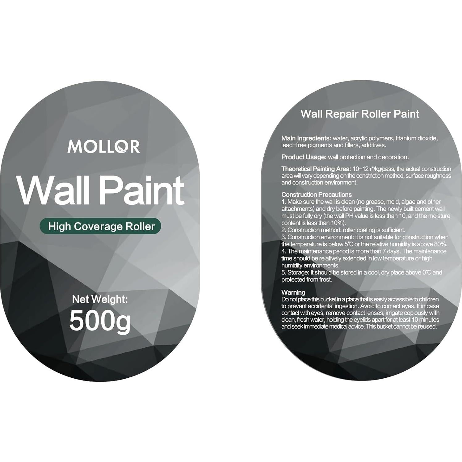 Pintura blanca para pared MOLLOR 16oz con rodillo integrado