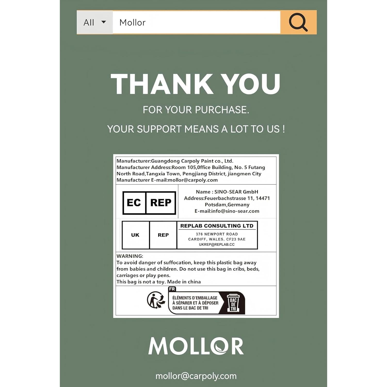 Pintura blanca para pared MOLLOR 16oz con rodillo integrado