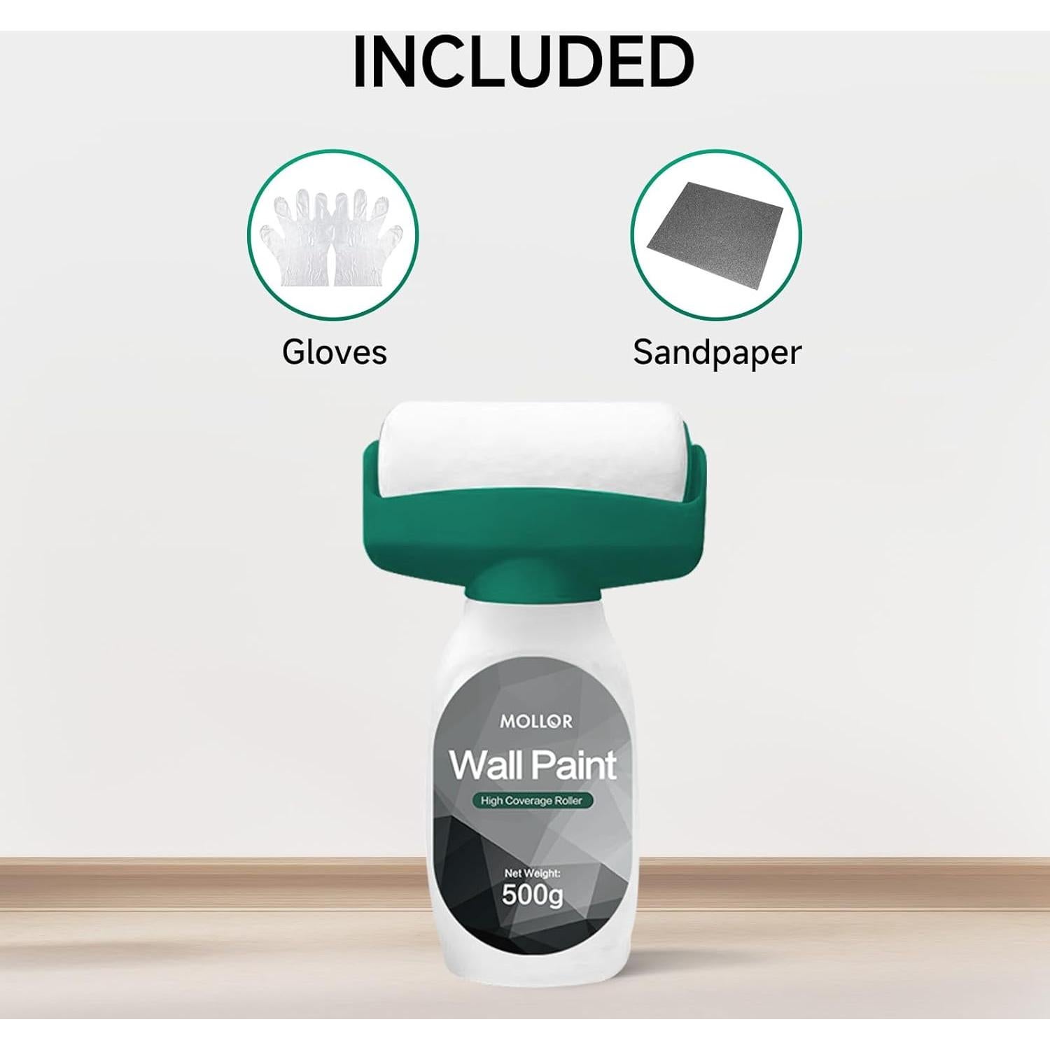 Pintura blanca para pared MOLLOR 16oz con rodillo integrado