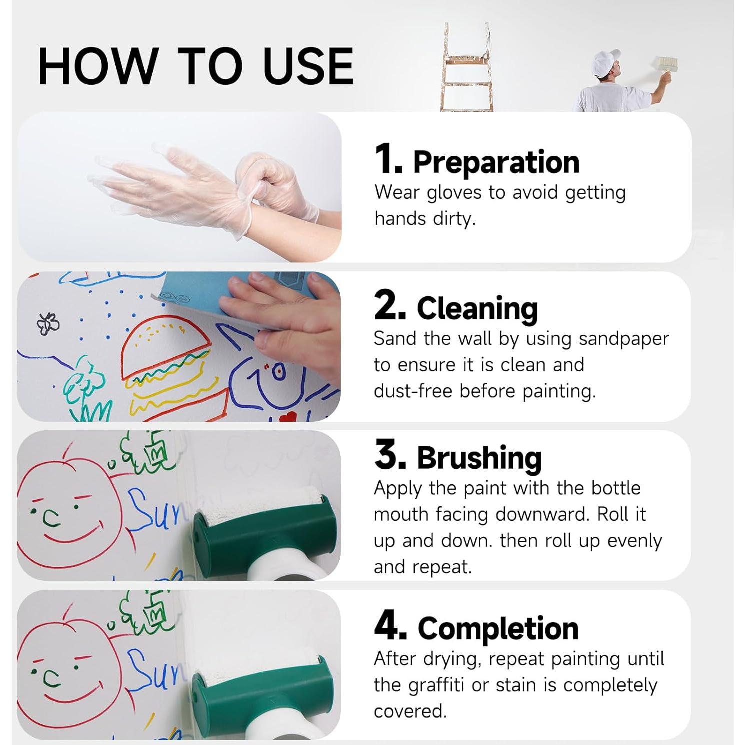 Pintura blanca para pared MOLLOR 16oz con rodillo integrado