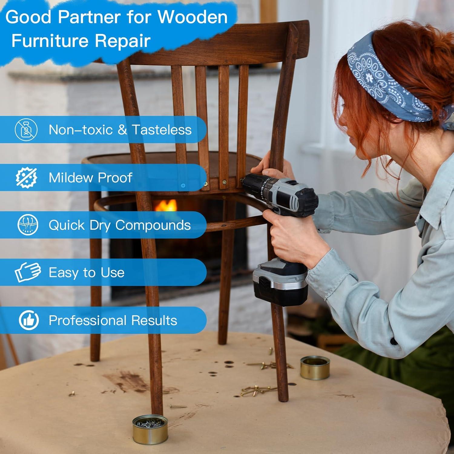 Relleno de Madera DEWEL 198g para Reparar Muebles y Grietas