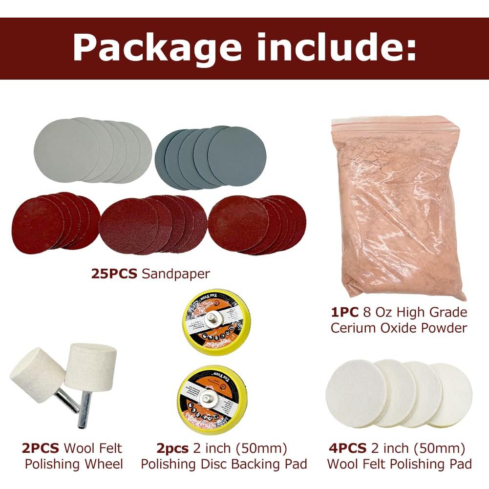 Kit de Pulido de Vidrio Jeukwud 34 Piezas Reparación Rayones