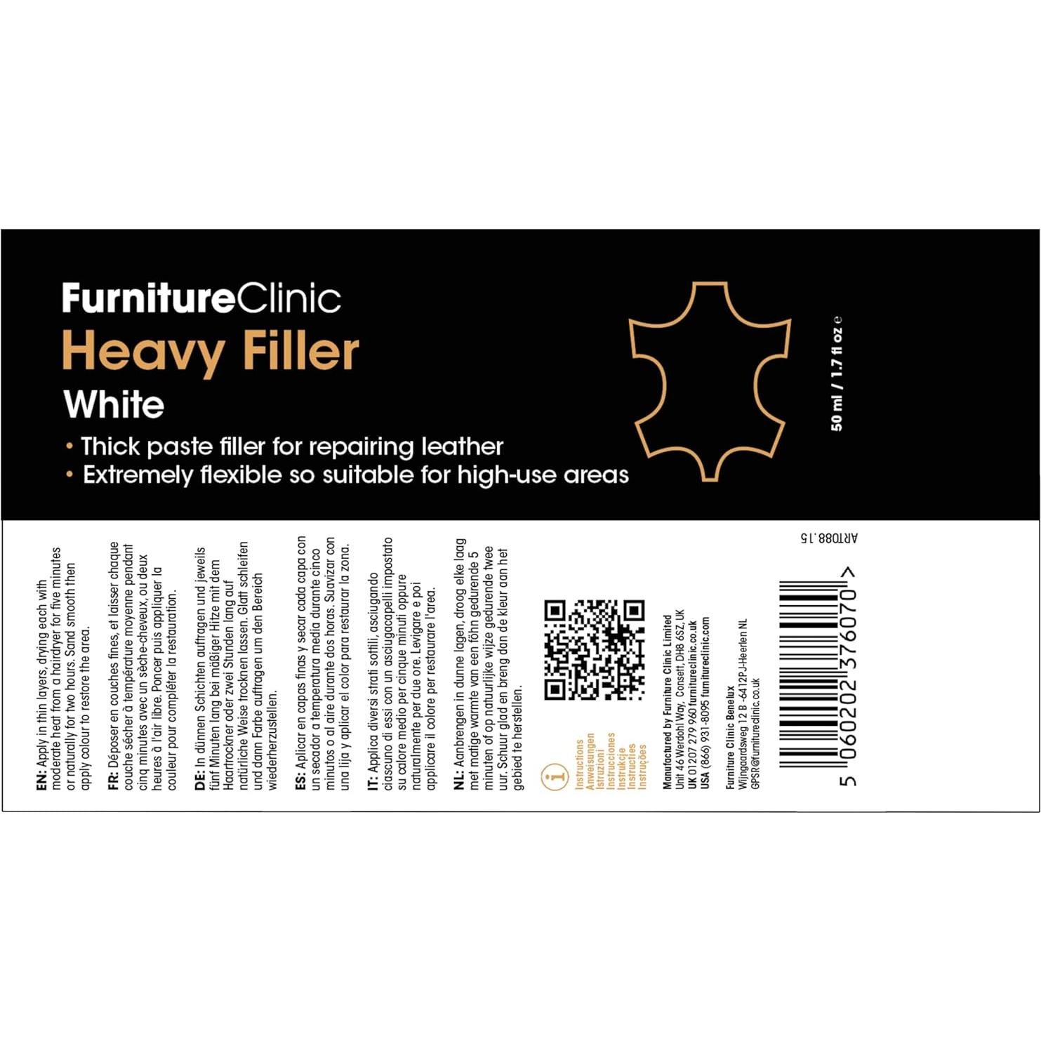 Relleno para Reparación de Cuero Furniture Clinic 50ml Blanco