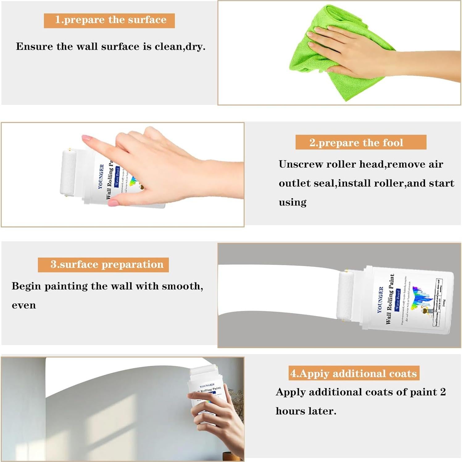 Pintura Blanca a Base de Agua YOUNGER 200g Kit Rodillo