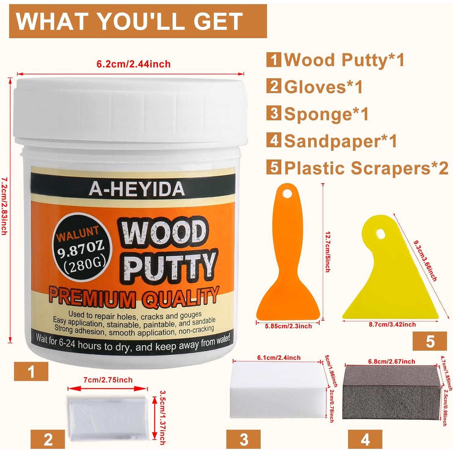 Masilla para Madera de Nogal A-HEYIDA 280g - Pintable y Lijable