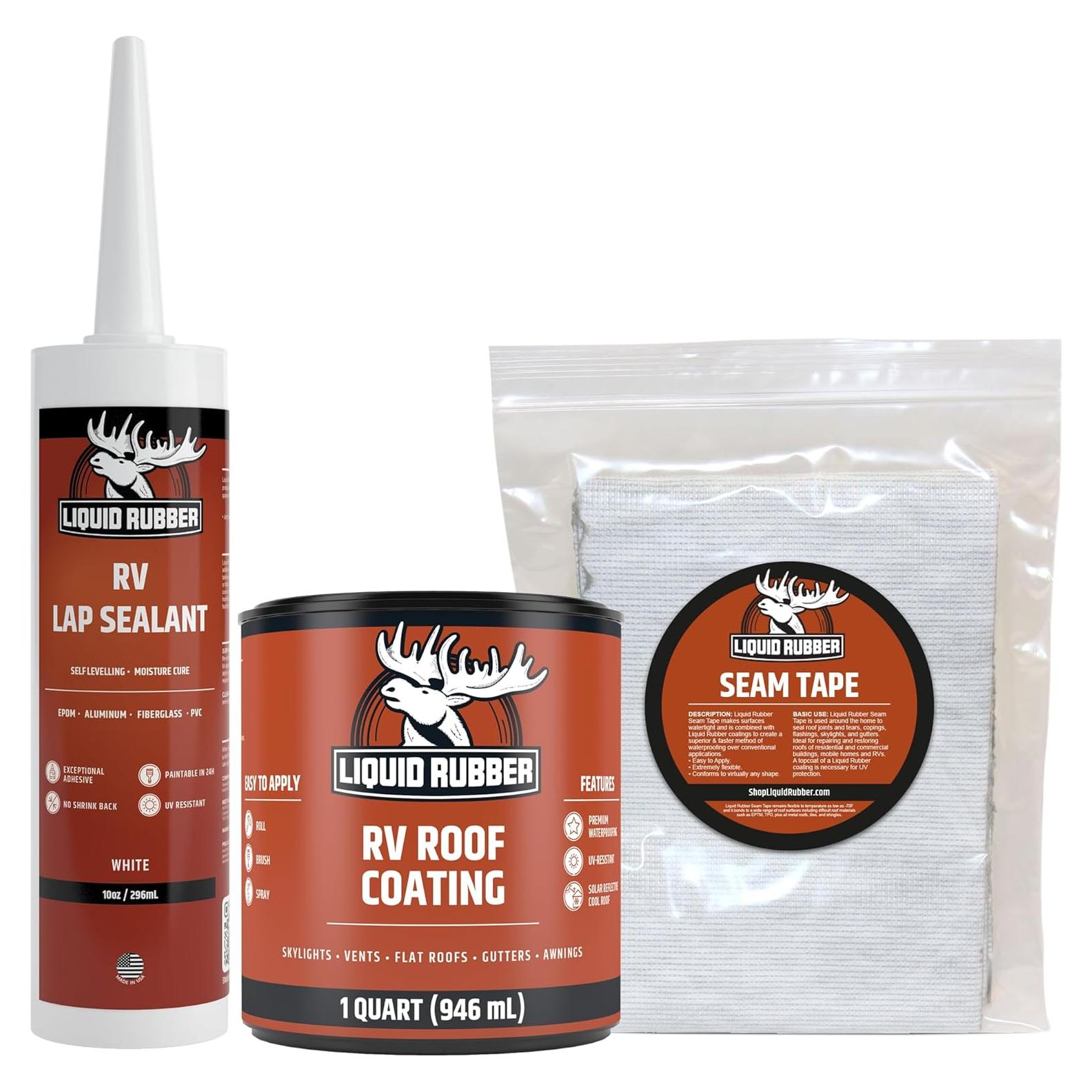 Kit de Reparación de Techo de RV Goma Líquida 1 Cuarto Impermeable