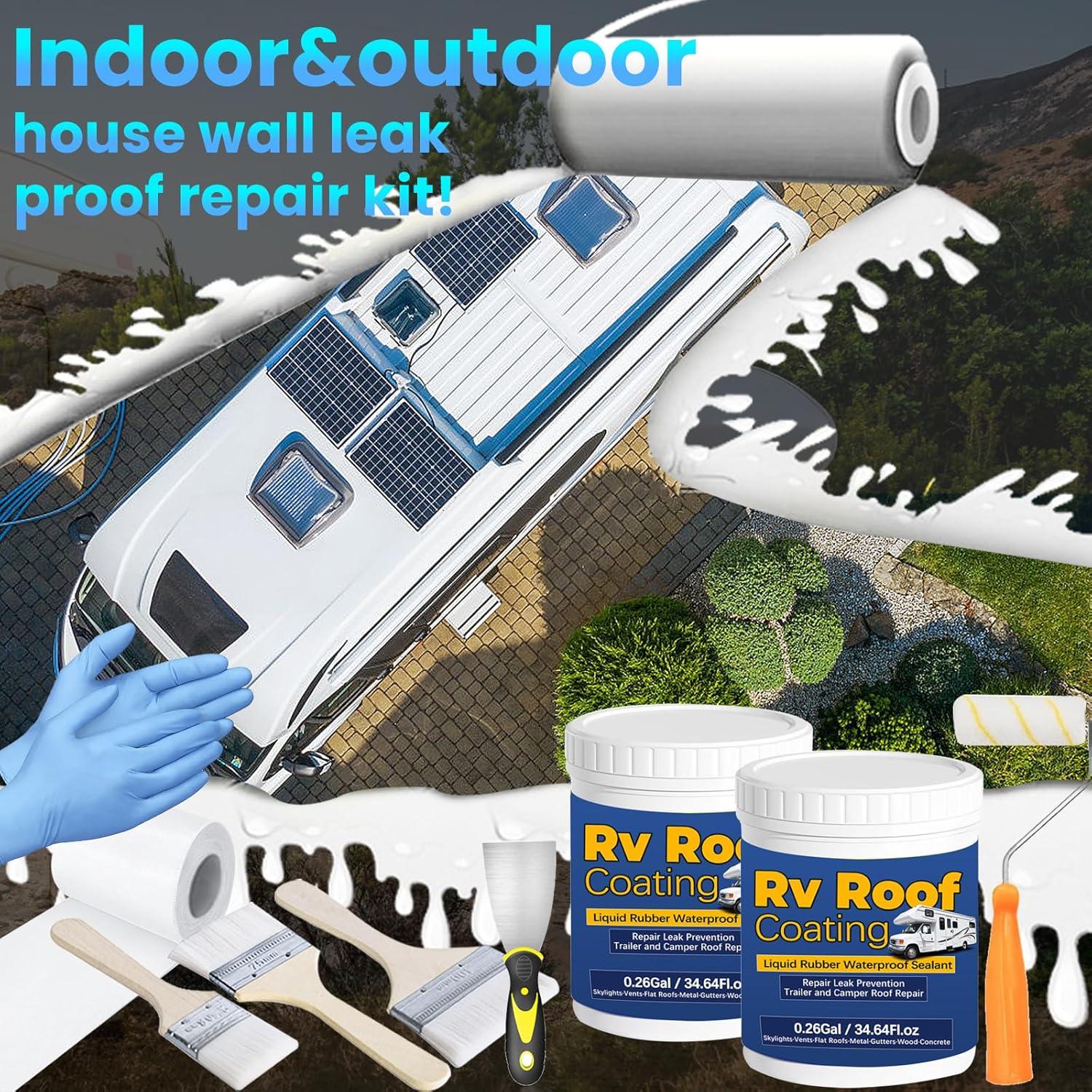 Recubrimiento de Techo Impermeable Qiveaory 1.96L Kit Completo