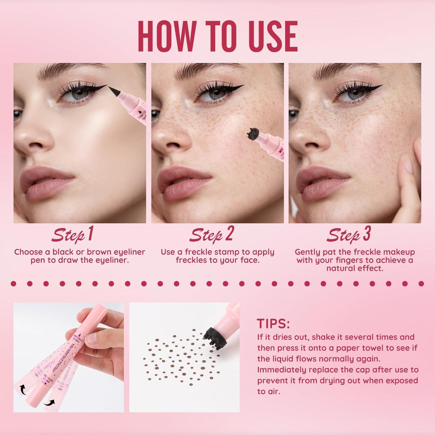 Lápiz de Ojos y Sello de Pecas 2 en 1 DAGEDA - Marrón y Negro