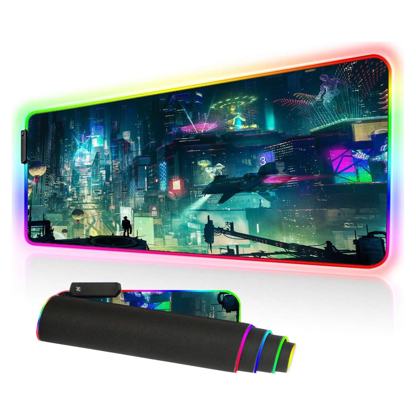 Alfombrilla de Ratón RGB Grande Imegny 80x30 cm Suave Antideslizante