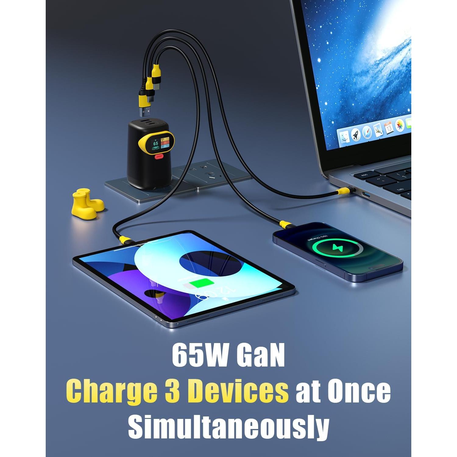 Cargador USB C 65W GaN Plegable 3 Puertos Shenzhen V-checker