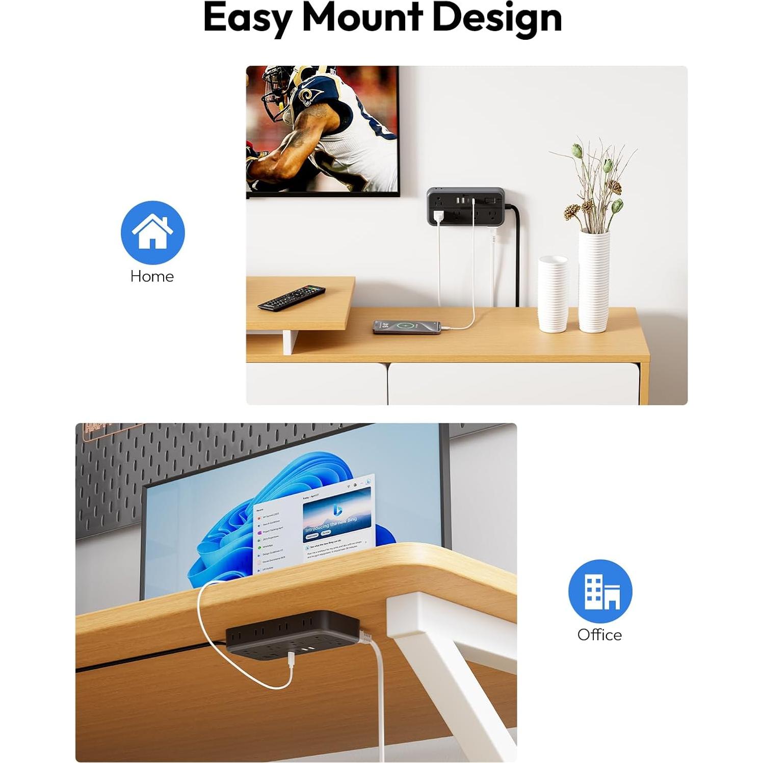 Regleta NTONPOWER 10 Salidas 4 USB 5 Pies Protección Sobretensión