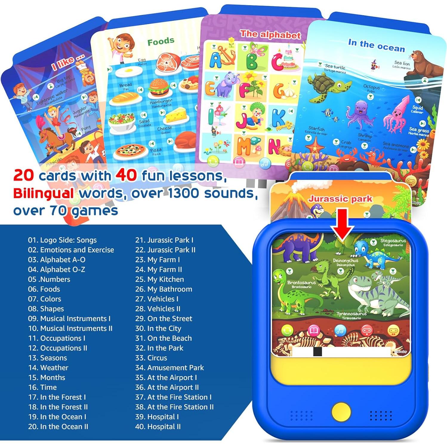 Tableta de Aprendizaje Bilingüe Qiaojoy 20 Páginas 2-12 Años