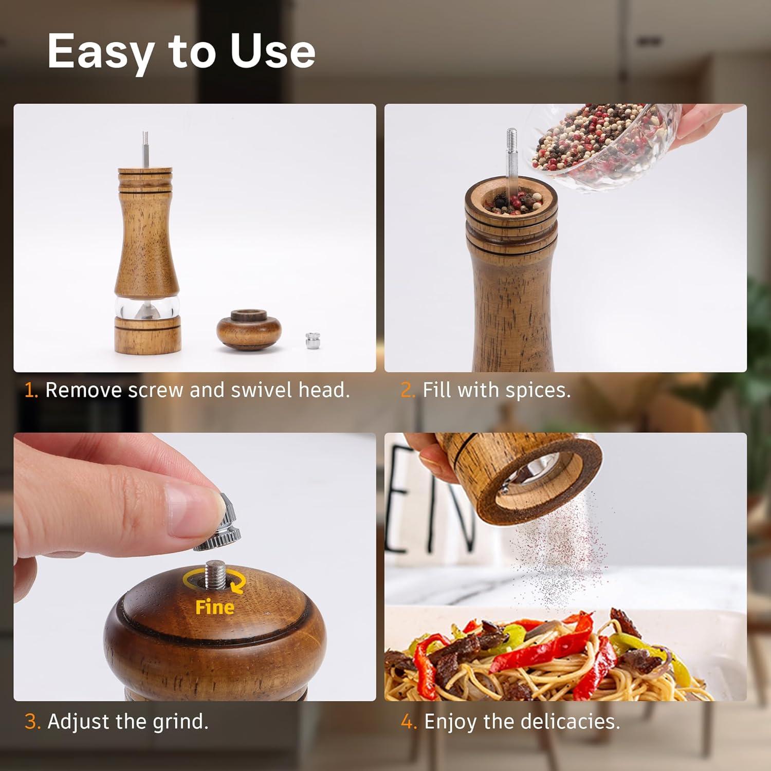 Molino de Sal y Pimienta M JINGMEI de Madera de Roble 15.24 cm