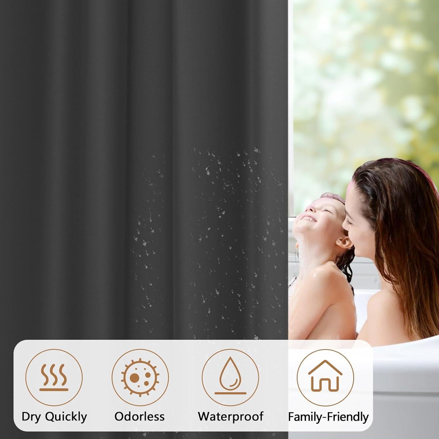 Cortina de Ducha de Tela Gris Carbón Seenus 91.4 x 198.1 cm