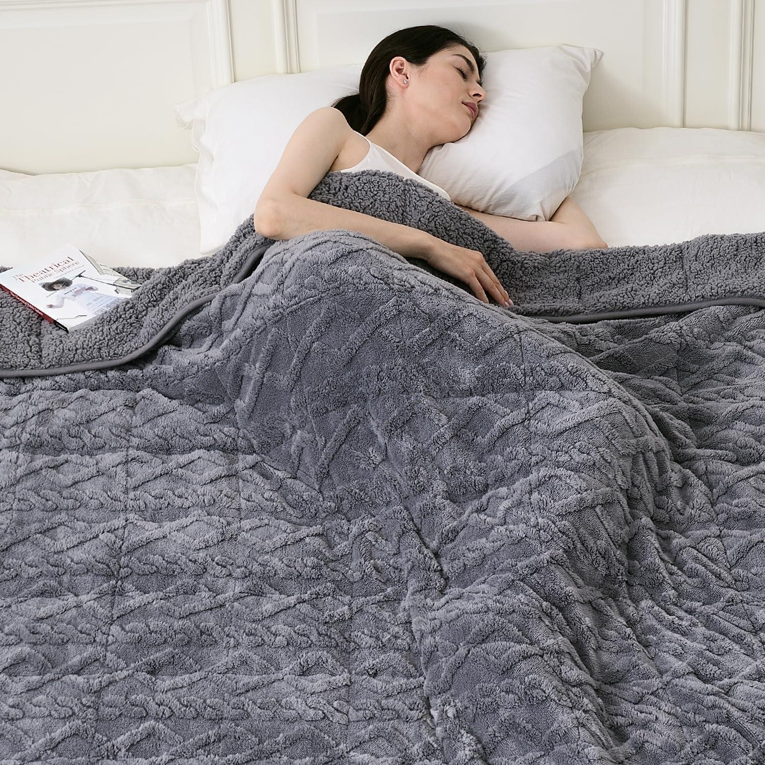 Manta con peso Topblan 6.8 kg 122x183 cm Sherpa Gris