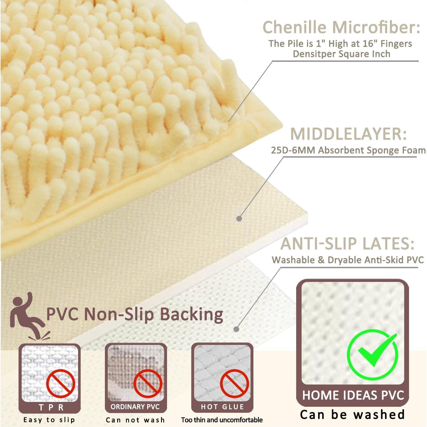 Conjunto de Alfombrillas de Baño Antideslizantes Flotstiga 3 Piezas Beige