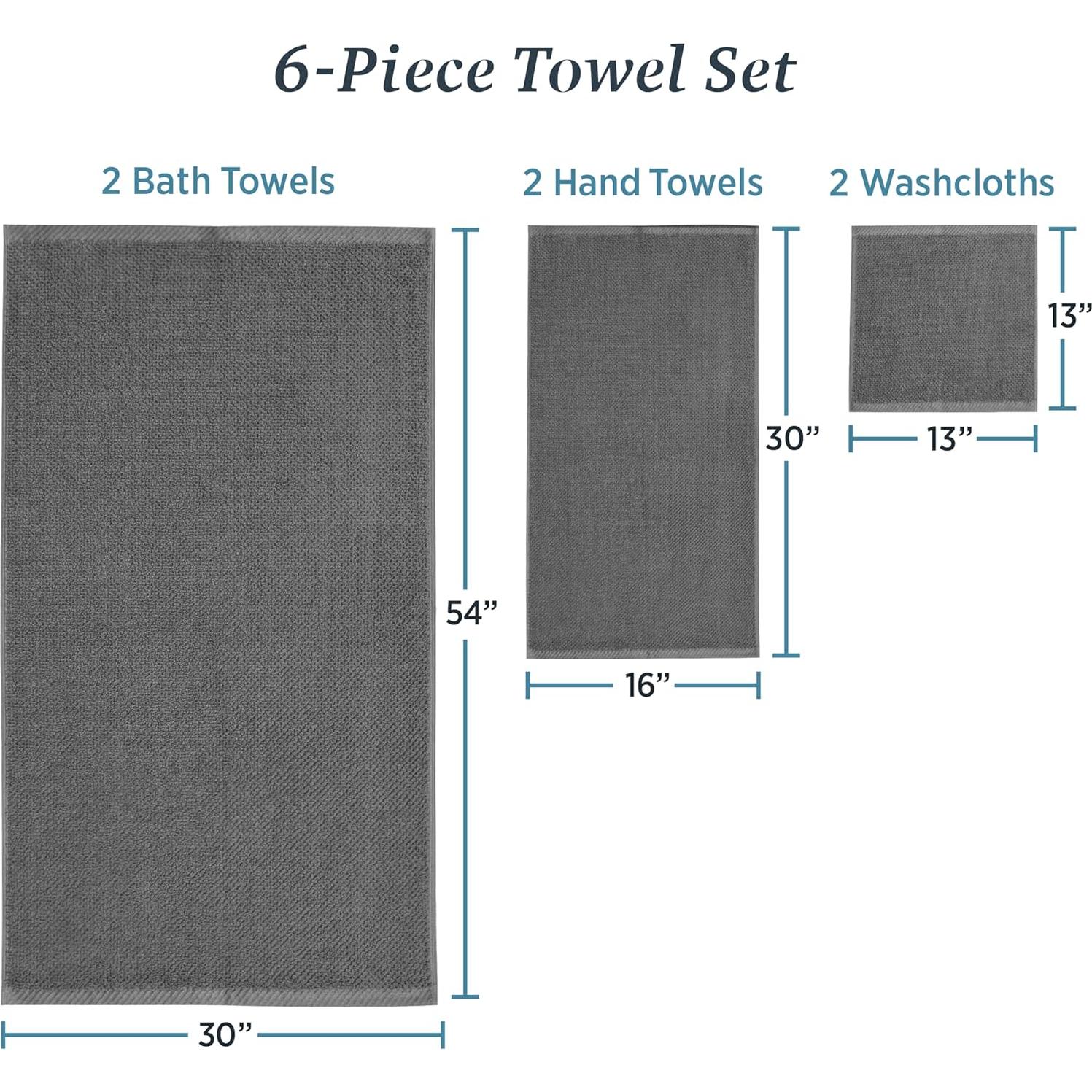 Juego de Toallas de Algodón 100% Welhome Franklin 6 Piezas 600 GSM