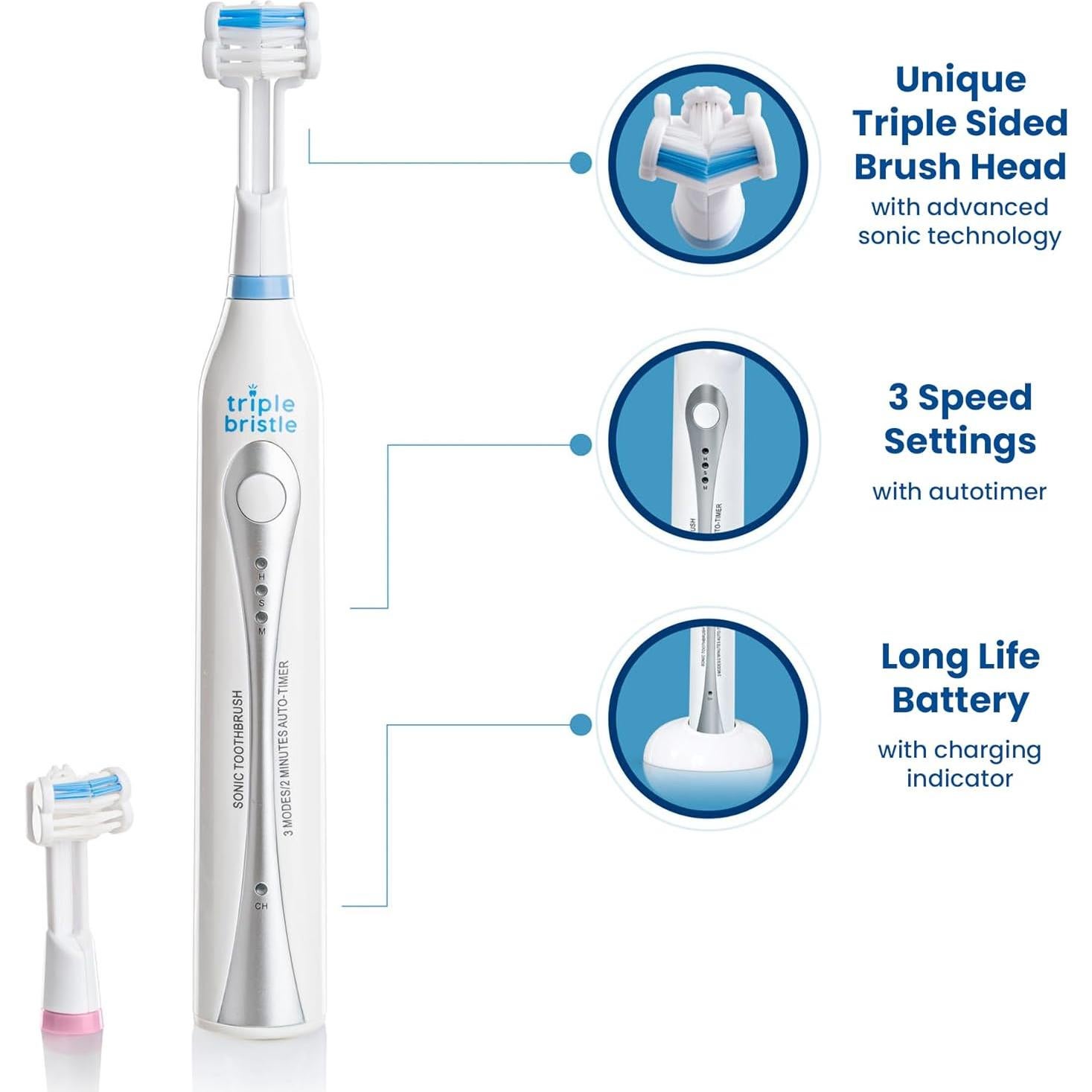 Cepillo de Dientes Sonic Triple Bristle Original Recargable 31,000 VPM