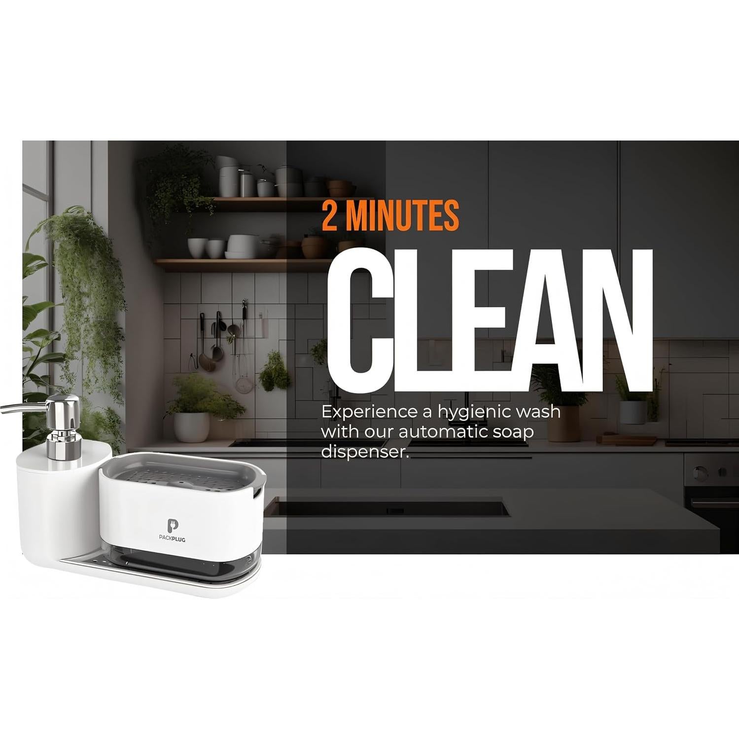 Dispensador de Jabón PackPlug con Soporte para Esponja Negro