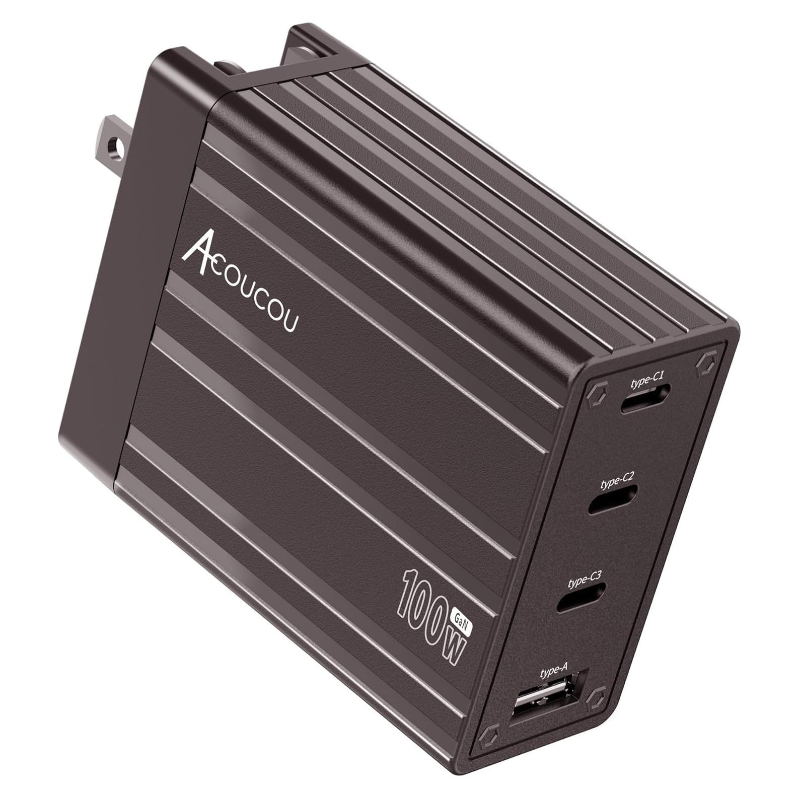 Cargador USB C 100W Acoucou 4 Puertos Rápido GaN Bronce