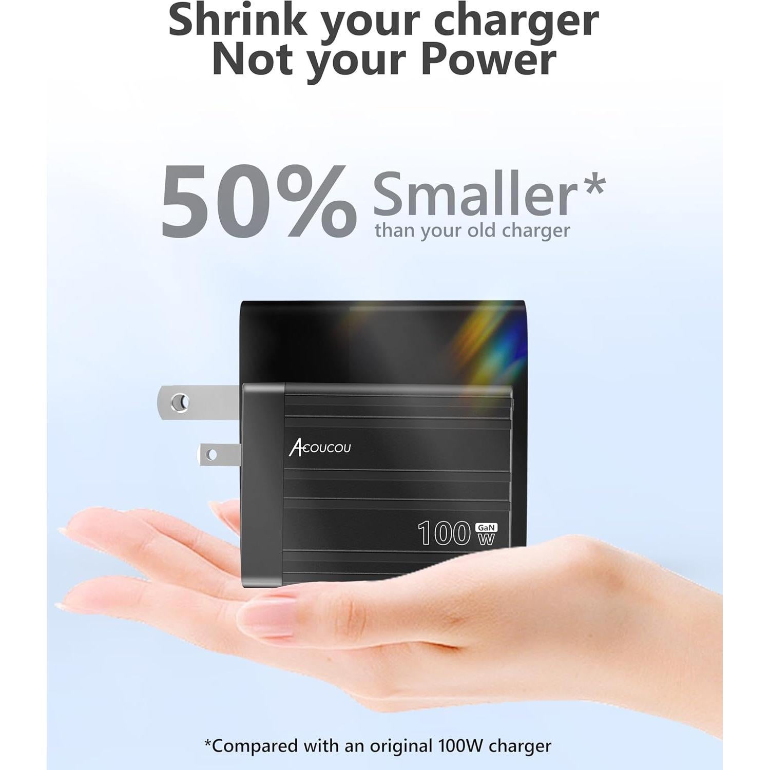 Cargador USB C 100W Acoucou 4 Puertos Rápido GaN Bronce