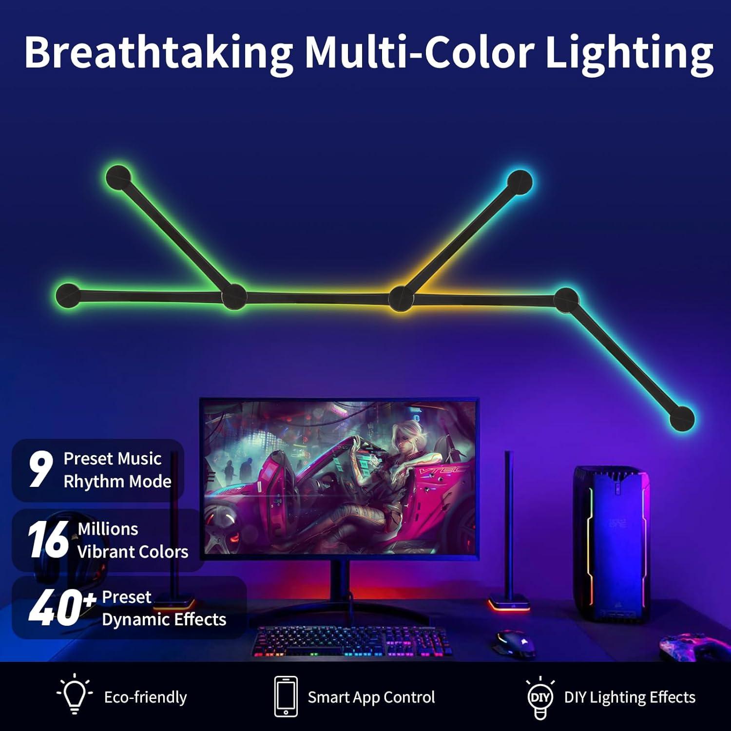 Luz de Pared Inteligente KOBAIBAN RGB 6 Barras LED WiFi Negro