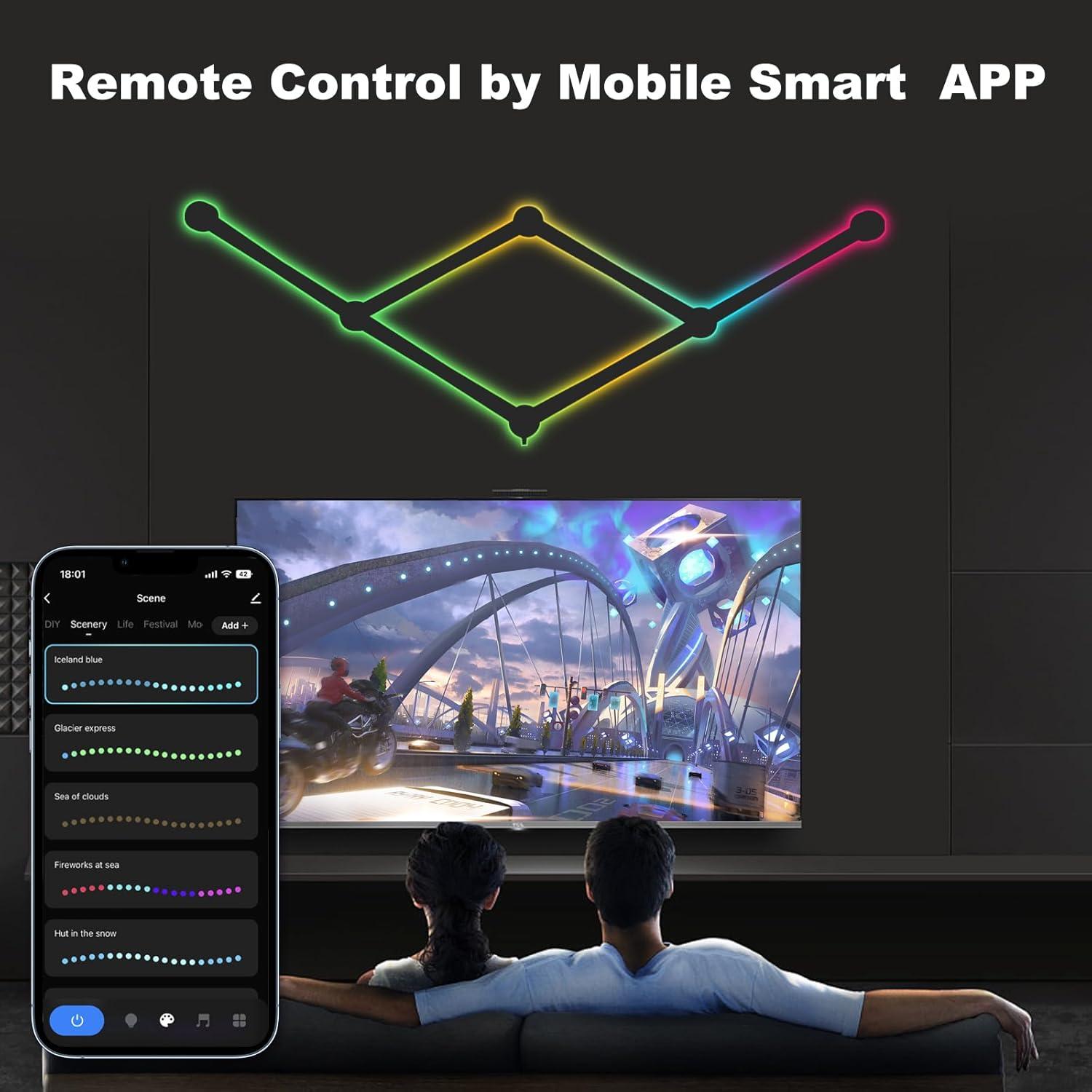 Luz de Pared Inteligente KOBAIBAN RGB 6 Barras LED WiFi Negro