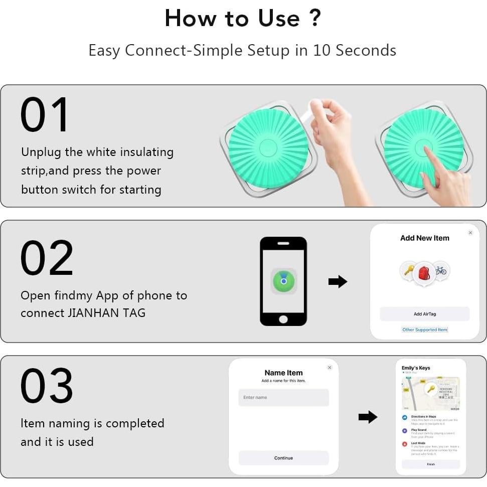 Localizador Bluetooth JianHan JH-Finder-B01 Cian - Apple Find My