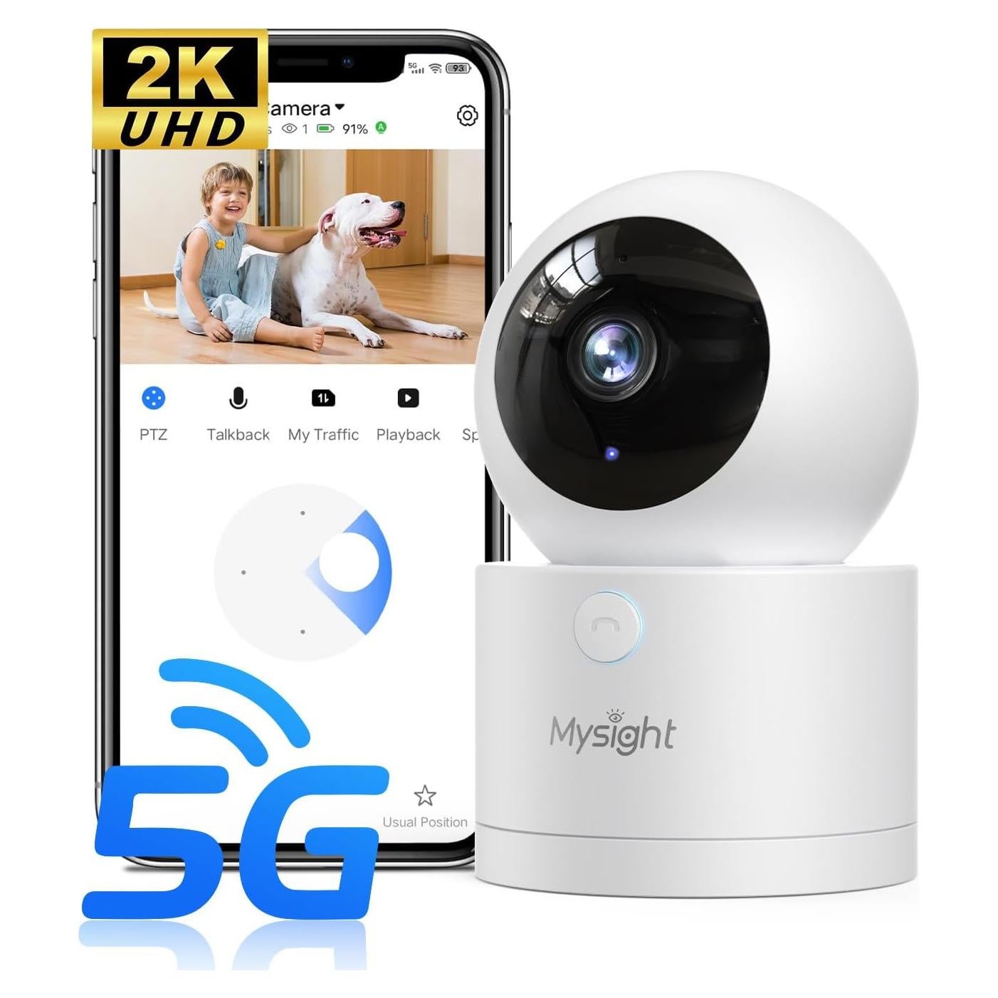 Cámara de Seguridad 2K Mysight con Pan/Tilt y AI