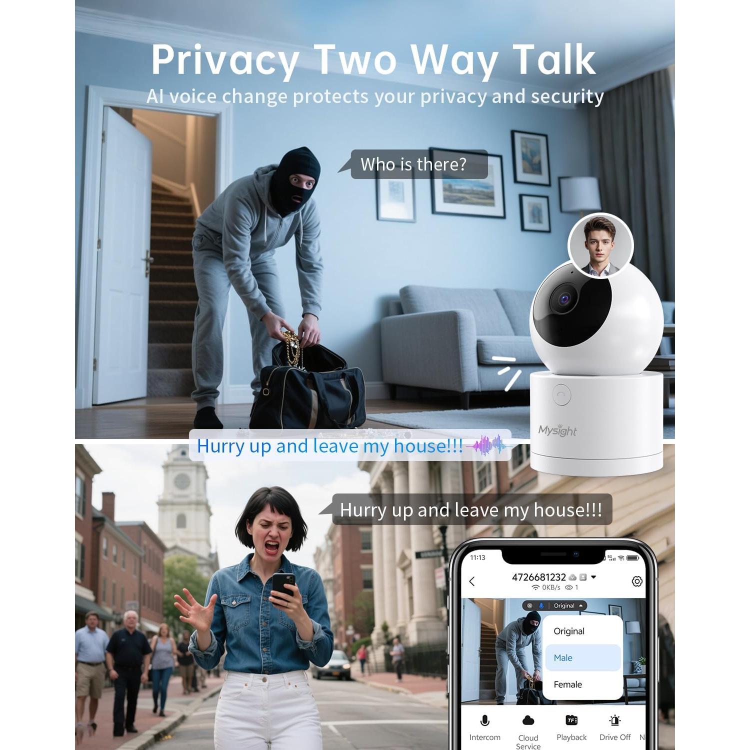 Cámara de Seguridad 2K Mysight con Pan/Tilt y AI