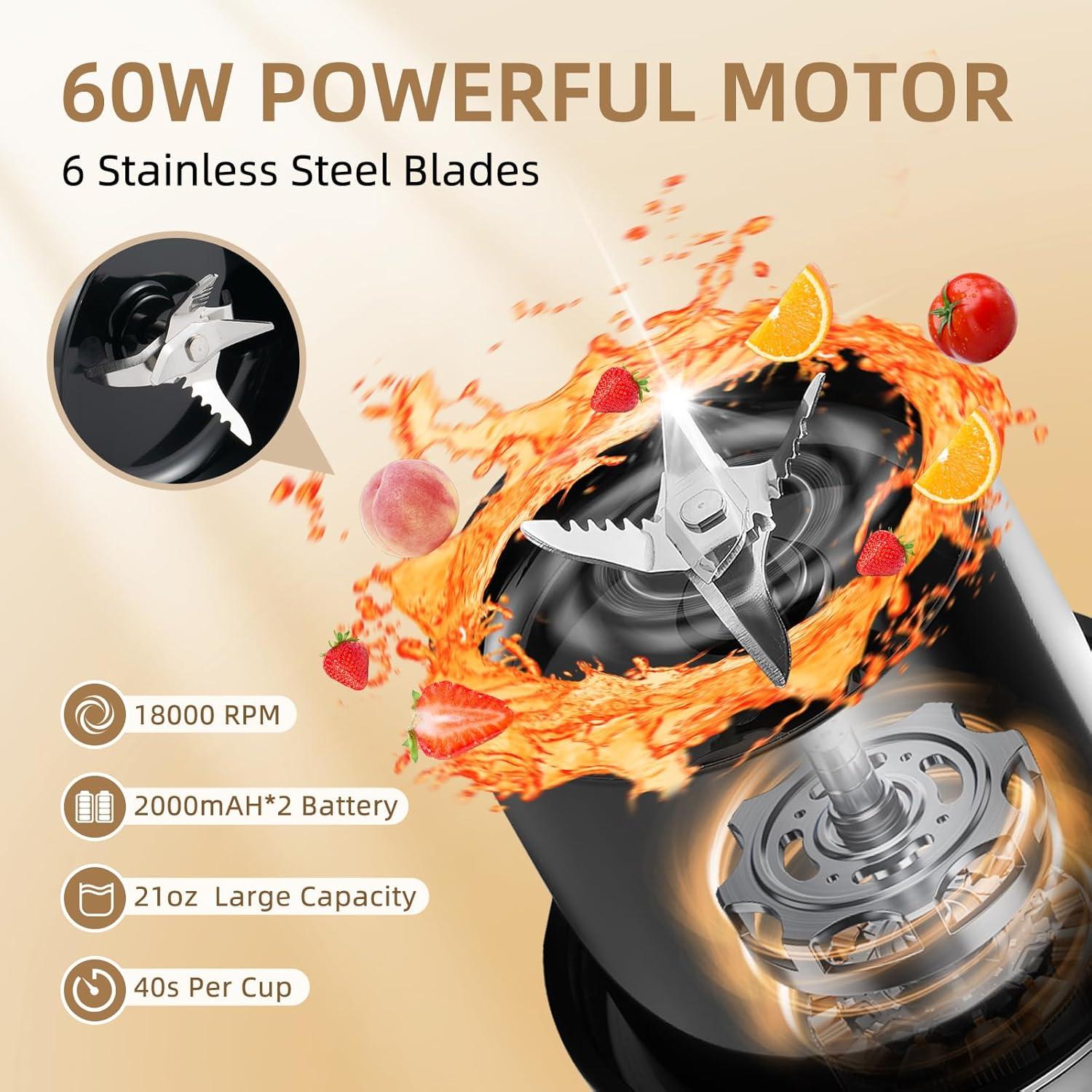 Licuadora Personal Mointech 600ml Portátil USB-C 6 Cuchillas