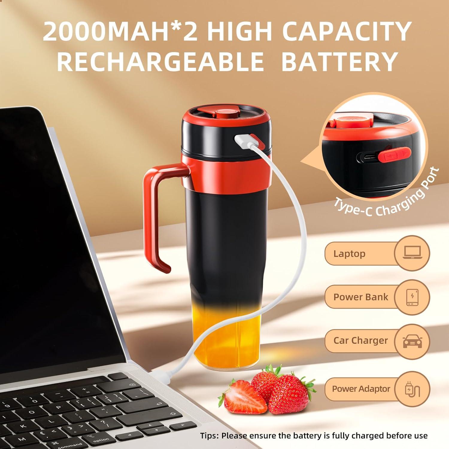 Licuadora Personal Mointech 600ml Portátil USB-C 6 Cuchillas