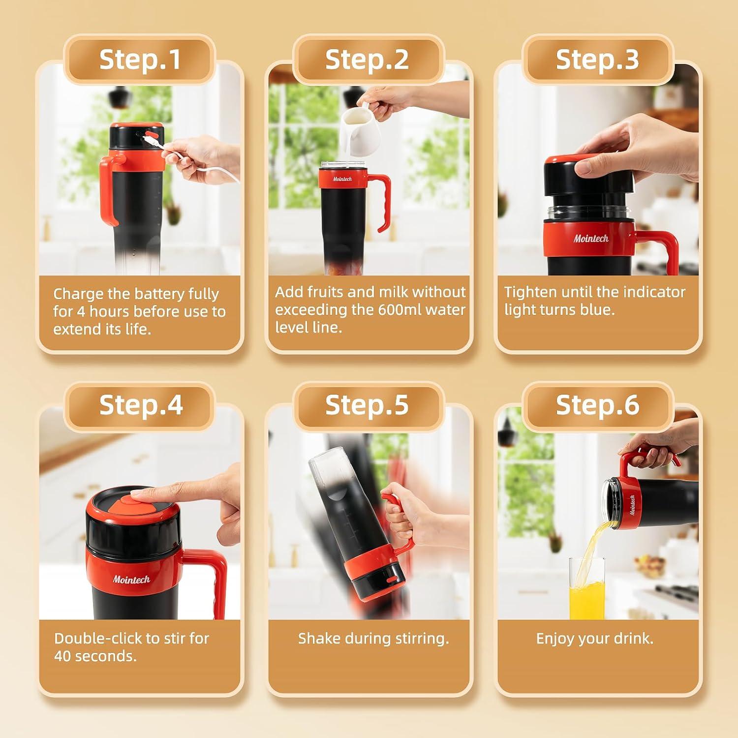 Licuadora Personal Mointech 600ml Portátil USB-C 6 Cuchillas